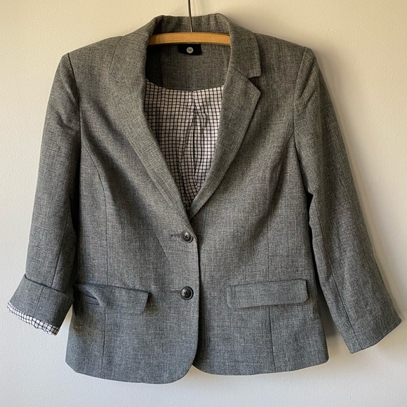BDG Gray Blazer with plaid interior - Picture 2 of 4